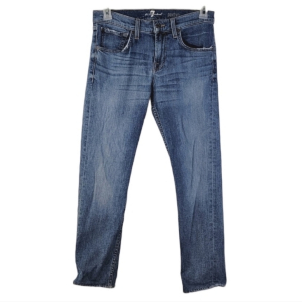 7 FOR ALL MANKIND Paxtyn Relaxed Straight Leg Blue Jeans Size 31 - Picture 3 of 7